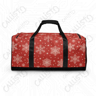 Red Snowflake Duffle Bag – Festive Spacious Perfect Holiday Travel