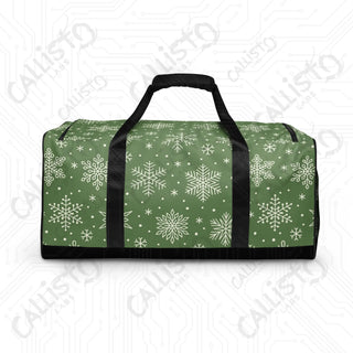 Green Snowflake Duffle Bag – Festive Spacious Perfect Holiday Travel