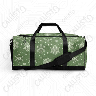 Green Snowflake Duffle Bag – Festive Spacious Perfect Holiday Travel