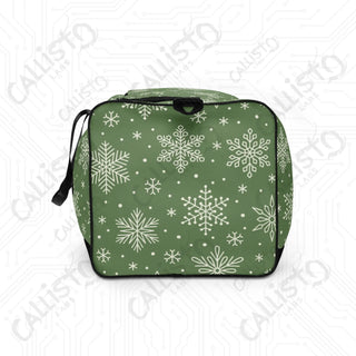 Green Snowflake Duffle Bag – Festive Spacious Perfect Holiday Travel