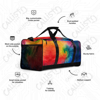 Vividly Bright Hippie Tie Dye Duffle Bag – Colorful Bold Travel Bag Every Occasion