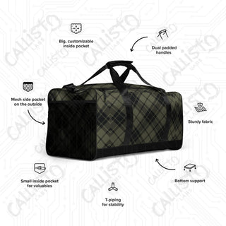 Green Plaid Duffle Bag – Classic Style Spacious Design Perfect Travel