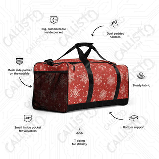 Red Snowflake Duffle Bag – Festive Spacious Perfect Holiday Travel