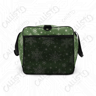 Green Snowflake Duffle Bag – Festive Spacious Perfect Holiday Travel