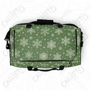 Green Snowflake Duffle Bag – Festive Spacious Perfect Holiday Travel