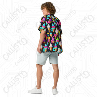 Men’s Colorful Ice Cream Foodie Button Up Shirt - Men’s Button Up