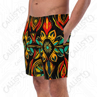 Aztec Style Print Swim Trunks - 2XS - Men’s Swim Trunks