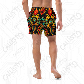 Aztec Style Print Swim Trunks - Men’s Swim Trunks