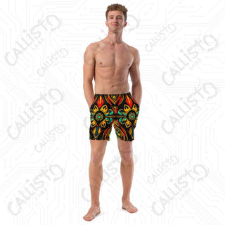 Aztec Style Print Swim Trunks - Men’s Swim Trunks