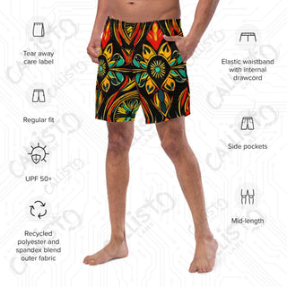 Aztec Style Print Swim Trunks - Men’s Swim Trunks