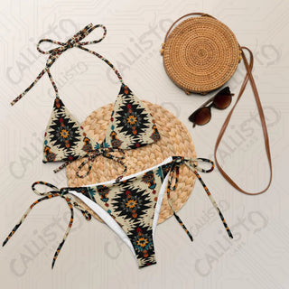 Aztec Style Recycled String Bikini - 2XS