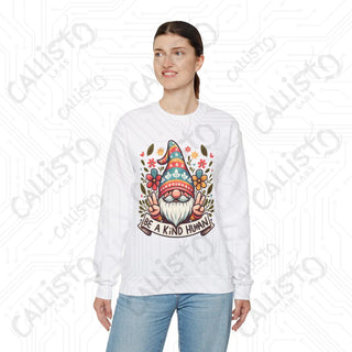 Be a Kind Human Hippie Gnome Crewneck Sweatshirt