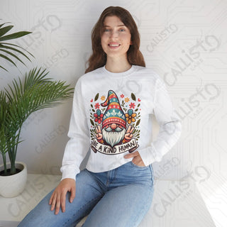 Be a Kind Human Hippie Gnome Crewneck Sweatshirt