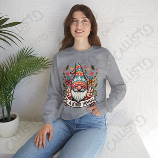 Be a Kind Human Hippie Gnome Crewneck Sweatshirt