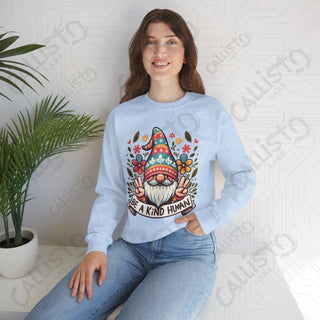 Be a Kind Human Hippie Gnome Crewneck Sweatshirt