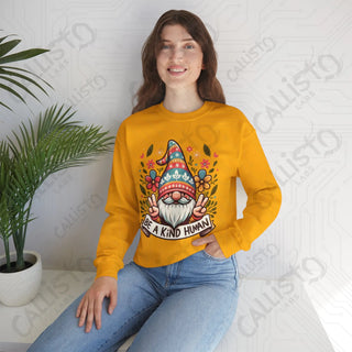 Be a Kind Human Hippie Gnome Crewneck Sweatshirt