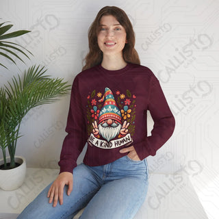 Be a Kind Human Hippie Gnome Crewneck Sweatshirt