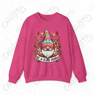 Be a Kind Human Hippie Gnome Crewneck Sweatshirt - S / Heliconia