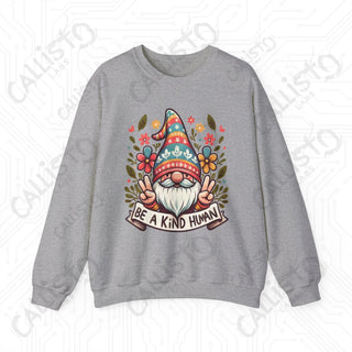 Be a Kind Human Hippie Gnome Crewneck Sweatshirt - S / Sport Grey