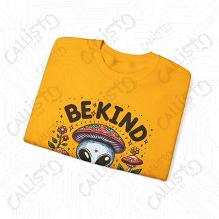 Be Kind to Your Mind Alien Hippie with Mushrooms Crewneck Sweatshirt