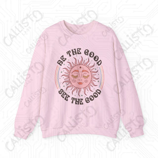 Be the Good See the Good Hippie Sun Crewneck Sweatshirt - S / Light Pink