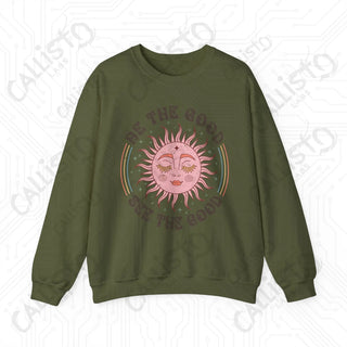 Be the Good See the Good Hippie Sun Crewneck Sweatshirt - S / Military Green