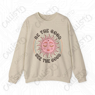 Be the Good See the Good Hippie Sun Crewneck Sweatshirt - S / Sand