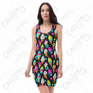 Black Colorful Ice Cream Bodycon dress - XS - Women’s Dresses