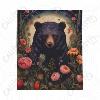 Boho Black Bear Velveteen Plush Blanket - Colorful and Cozy Home Décor Essential - 50’ × 60’