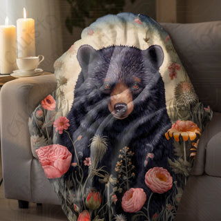 Boho Black Bear Velveteen Plush Blanket - Colorful and Cozy Home Décor Essential