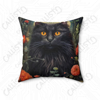 Boho Black Cat Square Pillow - 18’ × 18’