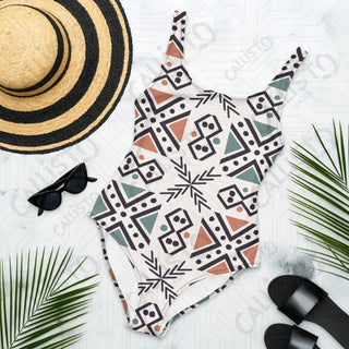 Boho Geometric One-Piece Swimsuit - XS