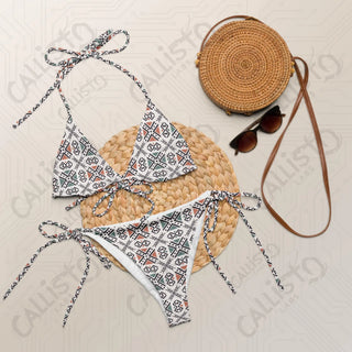 Boho Geometric Recycled String Bikini - 2XS