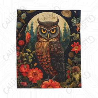 Boho Owl Velveteen Plush Blanket - Vibrant and Cozy Home Décor Essential - 50’ × 60’