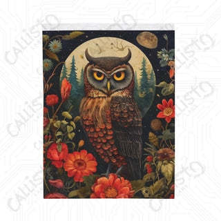 Boho Owl Velveteen Plush Blanket - Vibrant and Cozy Home Décor Essential - 30’ × 40’