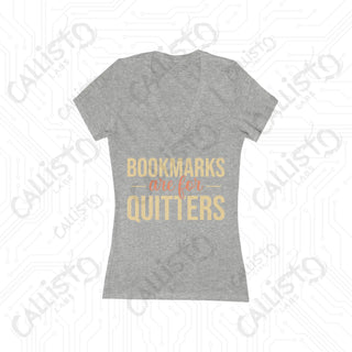 Bookmarks are for Quitters Deep V-Neck Tee - Jersey Short Sleeve - 2XL / Athletic Heather