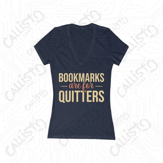 Bookmarks are for Quitters Deep V-Neck Tee - Jersey Short Sleeve - S / Navy