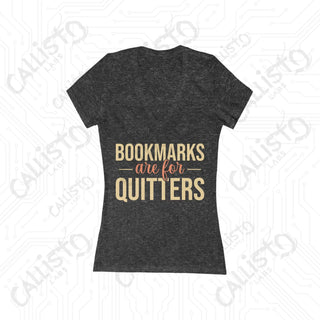 Bookmarks are for Quitters Deep V-Neck Tee - Jersey Short Sleeve - S / Dark Grey Heather