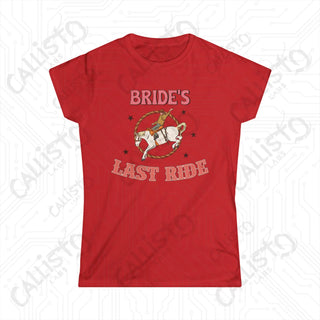 ’Bride’s Last Ride’ Funny Women’s Bachelorette Softstyle Tee - Red / S