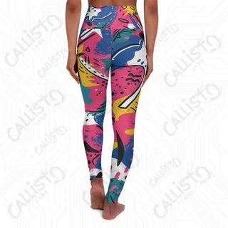 Colorful Abstract Comic Strip High-Waisted Yoga Leggings