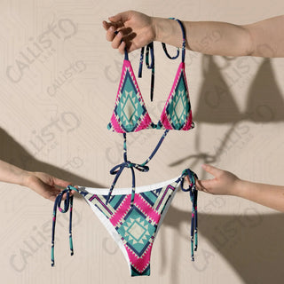 Colorful Aztec Style Recycled String Bikini