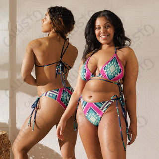 Colorful Aztec Style Recycled String Bikini