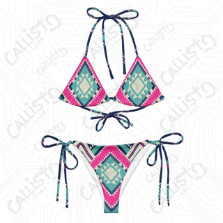 Colorful Aztec Style Recycled String Bikini