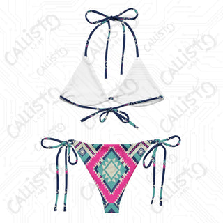 Colorful Aztec Style Recycled String Bikini