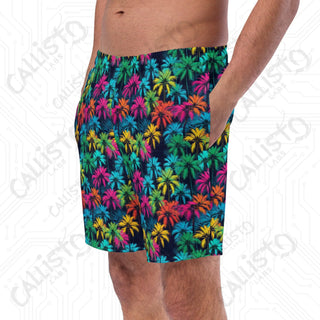 Colorful Palm Tree Swim Trunks - 2XS - Men’s Swim Trunks