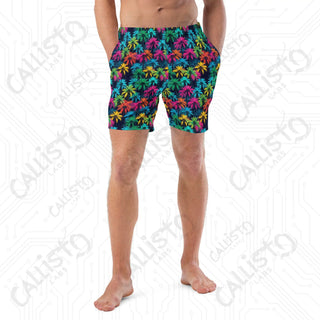 Colorful Palm Tree Swim Trunks - Men’s Swim Trunks