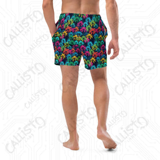 Colorful Palm Tree Swim Trunks - Men’s Swim Trunks