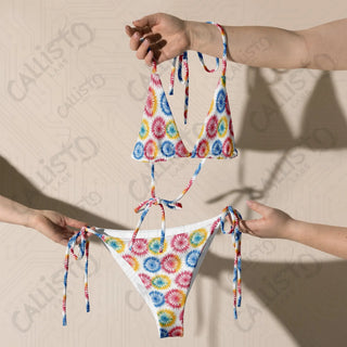 Colorful Psychedelic Geometric Recycled String Bikini