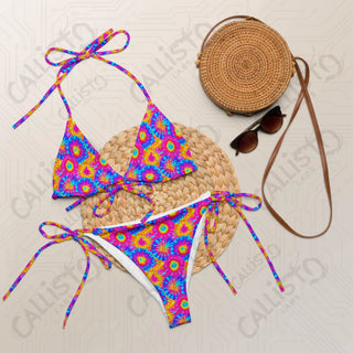 Colorful Psychedelic Recycled String Bikini - 2XS