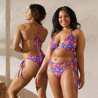 Colorful Psychedelic Recycled String Bikini